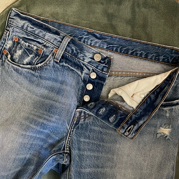 Levi's 501 Customized & Tapered Distressed Mid Rise Jeans Blue W 32 x L 28 - Picture 2 of 9